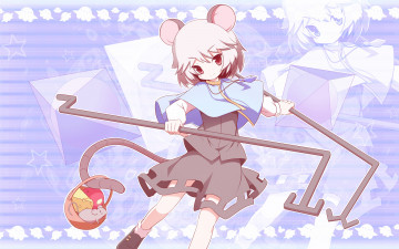 Картинка аниме animals девочка хвост мышка