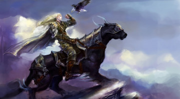 Картинка elf фэнтези всадники наездники эльф конь орел