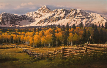 Картинка touched by gold san juan range рисованные bruce cheever осенний пейзаж горы