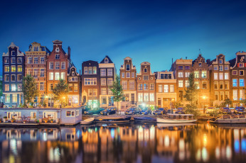 обоя города, амстердам, нидерланды, дома