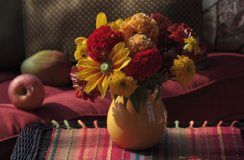 Картинка цветы букеты композиции амаранты рудбекия