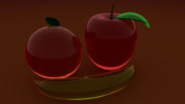 обоя 3д графика, моделирование , modeling, яблоко, огурец, вишня