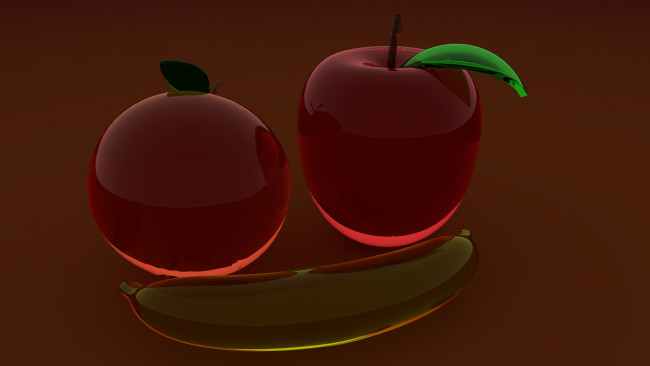 Обои картинки фото 3д графика, моделирование , modeling, яблоко, огурец, вишня