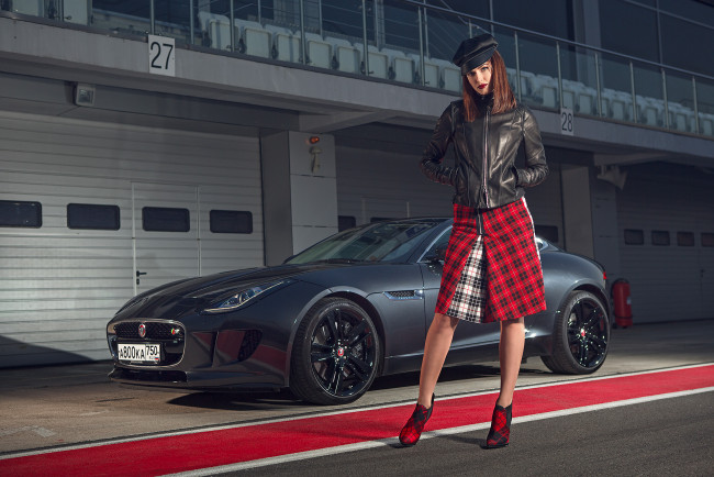 Обои картинки фото автомобили, авто с девушками, jaguar
