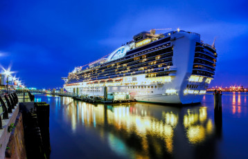 обоя ruby princess, корабли, лайнеры, океанский, лайнер, причал, круиз