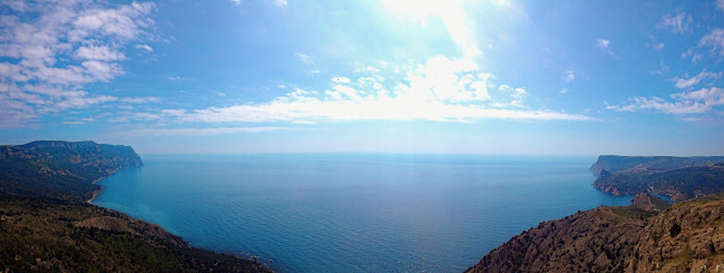 Обои картинки фото балаклава, природа, побережье, панорама, море, горизонт, крым, севастополь