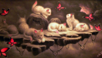 Картинка рисованное животные +коты котята