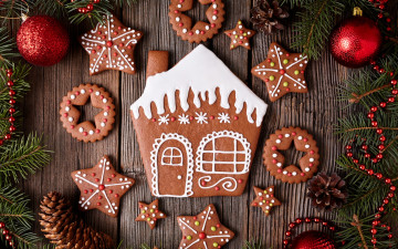 Картинка праздничные угощения xmas новый год выпечка merry gingerbread сладкое печенье глазурь рождество christmas cookies decoration