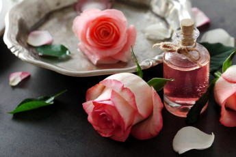 Картинка разное косметические+средства +духи розы масло