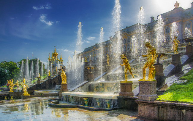 Обои картинки фото peterhof palace, города, санкт-петербург,  петергоф , россия, простор