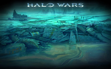 Картинка видео+игры halo+wars развалины озеро люди