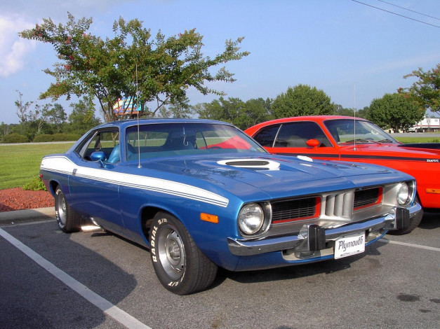 Обои картинки фото 1973, plymouth, cuda, classic, автомобили, выставки, уличные, фото