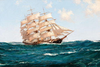 обоя montague, dawson, рисованные, парусник, море