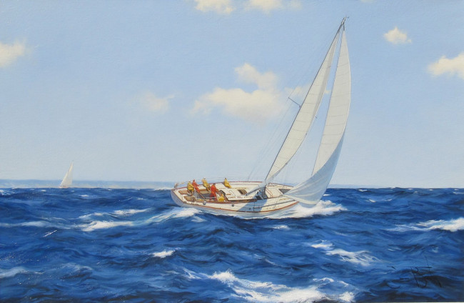 Обои картинки фото james, brereton, рисованные, море, яхта