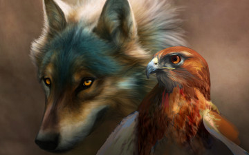 Картинка рисованные животные собака орел
