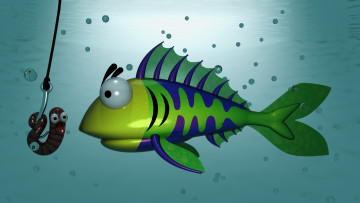 обоя fish, 3д, графика, humor, юмор, мультик, рыба