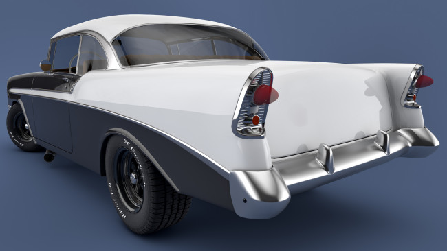 Обои картинки фото автомобили, 3д, 1956, chevrolet, bel, air, coupe