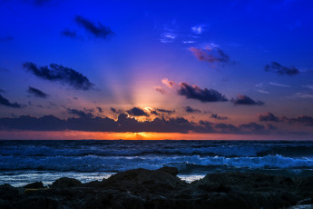 Картинка природа восходы закаты прибой волны море горизонт закат облака небо скалы берег