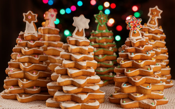 Картинка праздничные угощения merry christmas xmas decoration новый год рождество печенье елки выпечка
