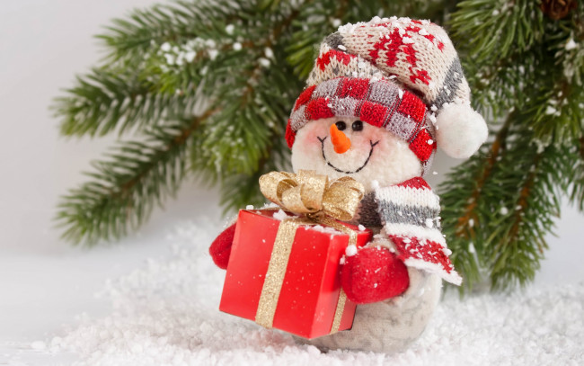 Обои картинки фото праздничные, снеговики, christmas, merry, снеговик, рождество, новый, год, gift, winter, snow, snowman