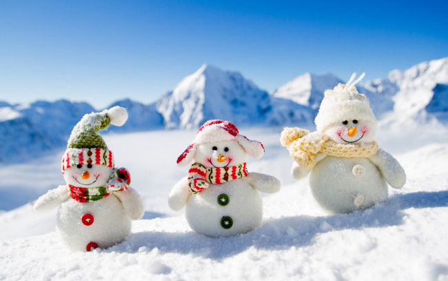 Обои картинки фото праздничные, снеговики, merry, christmas, snowman, winter, snow, новый, год, рождество, снеговик