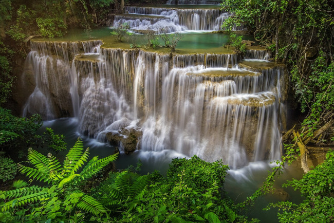 Обои картинки фото природа, водопады, каскад, скалы, деревья, thailand