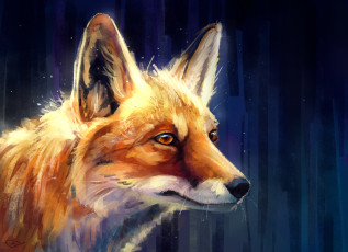 Картинка рисованное животные +лисы лиса профиль