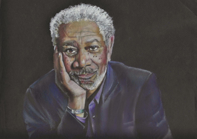 Обои картинки фото morgan freeman, рисованное, люди, фон, негр, мужчина, портрет, актер