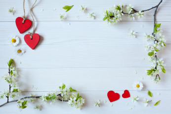 Картинка праздничные день+святого+валентина +сердечки +любовь праздник сердечки ромашки цветы ветки