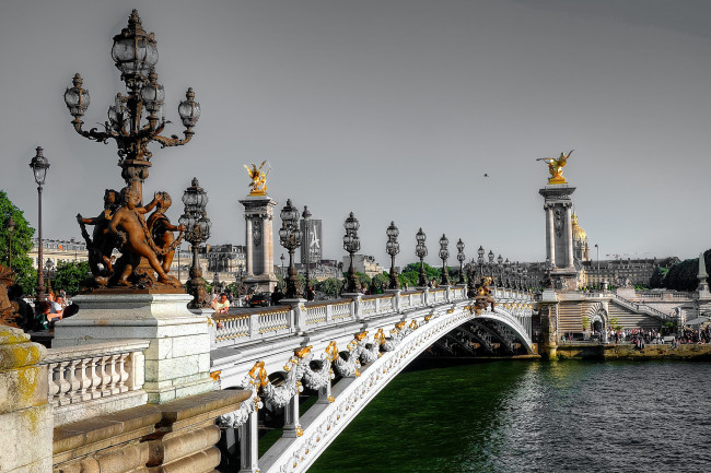 Обои картинки фото pont alexandre iii - paris, города, париж , франция, мост, река