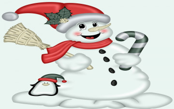 Картинка праздничные снеговики снежинки снег снеговик