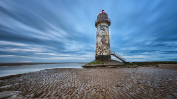 Картинка point+of+ayr+lighthouse flintshire wales природа маяки point of ayr lighthouse