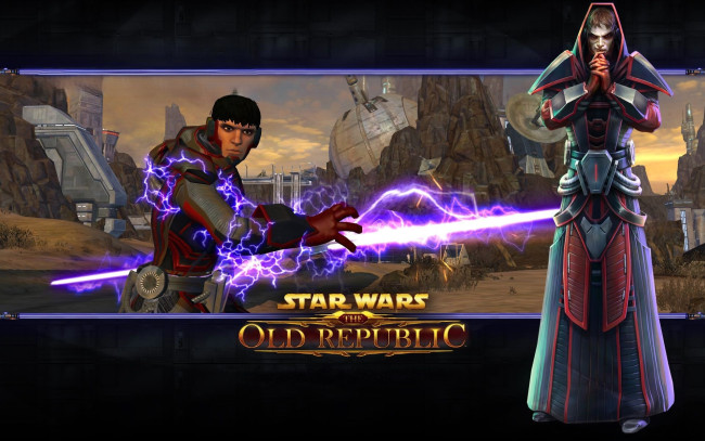 Обои картинки фото видео игры, star wars,  the old republic, ситх, инквизитор, город, джедай, оружие