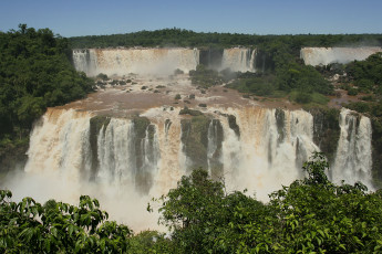 обоя iguazu, falls, природа, водопады, потоки, воды, растительность