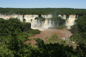 обоя iguazu, falls, природа, водопады, вода, лес, река