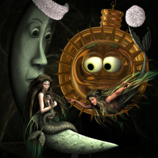 Картинка 3д графика fantasy фантазия a merry mermaid christmas holly