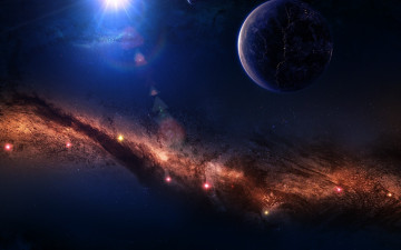 Картинка космос арт звезды планета туманность вселеннная