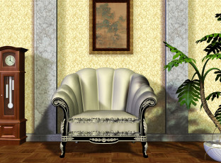 Картинка 3д+графика realism+ реализм комната картина кресло