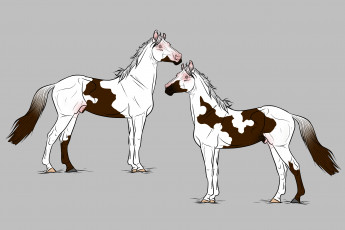 обоя рисованные, животные,  лошади, лошади