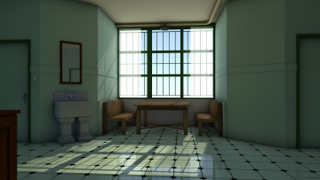 Картинка 3д+графика realism+ реализм окно стулья комната стол