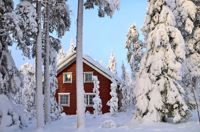Обои картинки фото города, - здания,  дома, снег, зима, деревья, финляндия