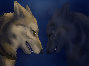 Картинка рисованное животные +волки фон волки