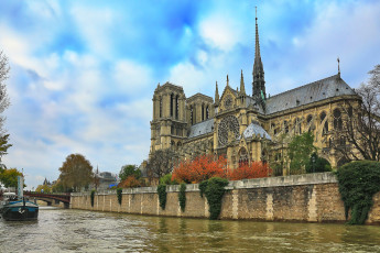 Картинка города париж+ франция париж небо река сена собор парижской богоматери