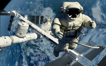 Картинка космос астронавты космонавты выход