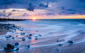 Картинка природа восходы закаты берег море закат