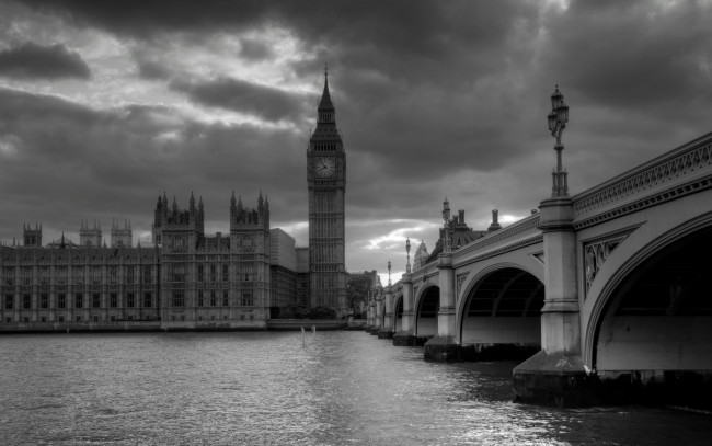 Обои картинки фото westminster palace, города, лондон , великобритания, мост, дворец, вестминстер, часы, темза, биг, бен, башня, река