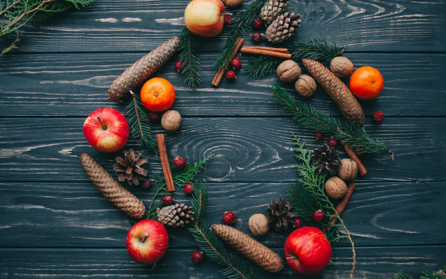Обои картинки фото праздничные, угощения, christmas, фрукты, рождество, новый, год, яблоки