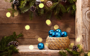 Картинка праздничные шары корзина шарики шишки