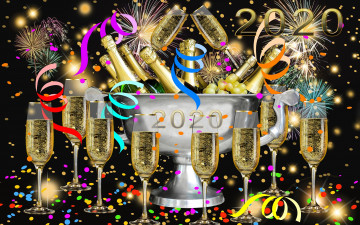 Картинка праздничные угощения бутылки число бокалы шампанское