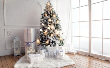 Картинка праздничные ёлки свечи елка подарки